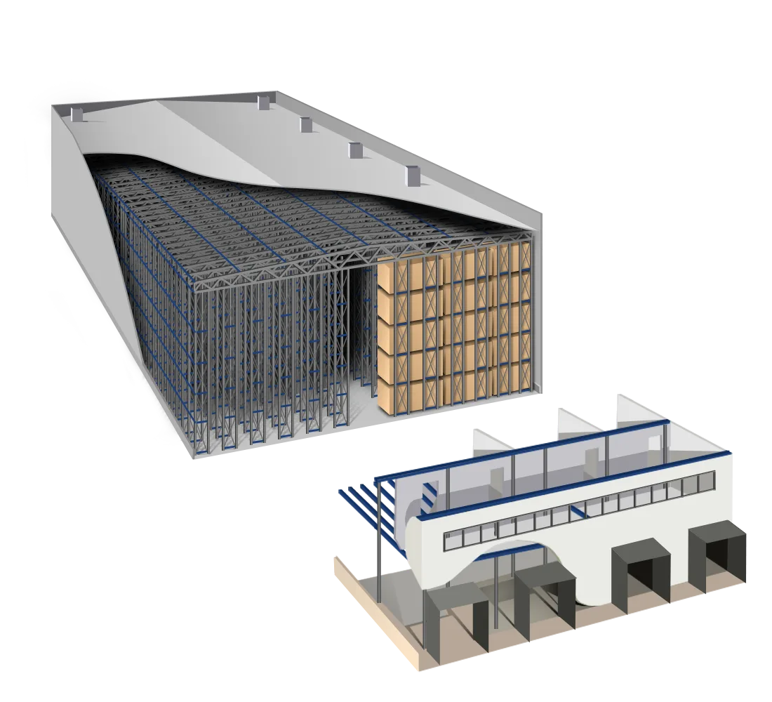 Clad rack warehouses