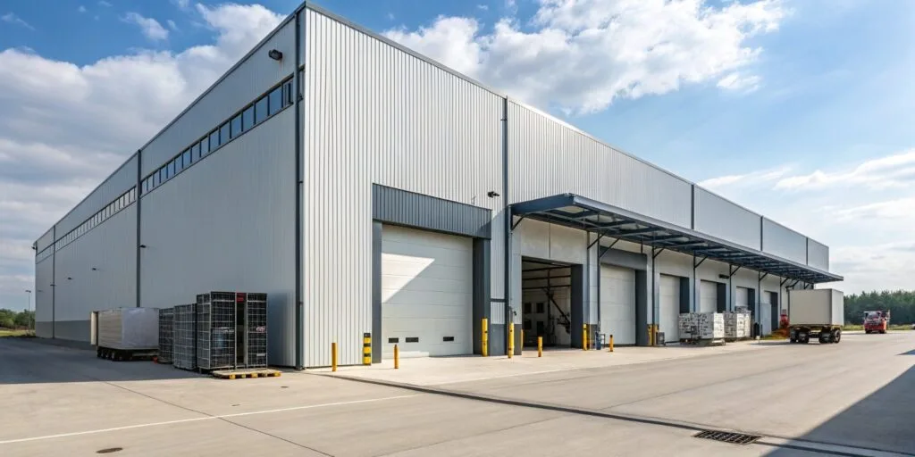Warehouse design planning session with clad rack blueprints and expert team collaboration